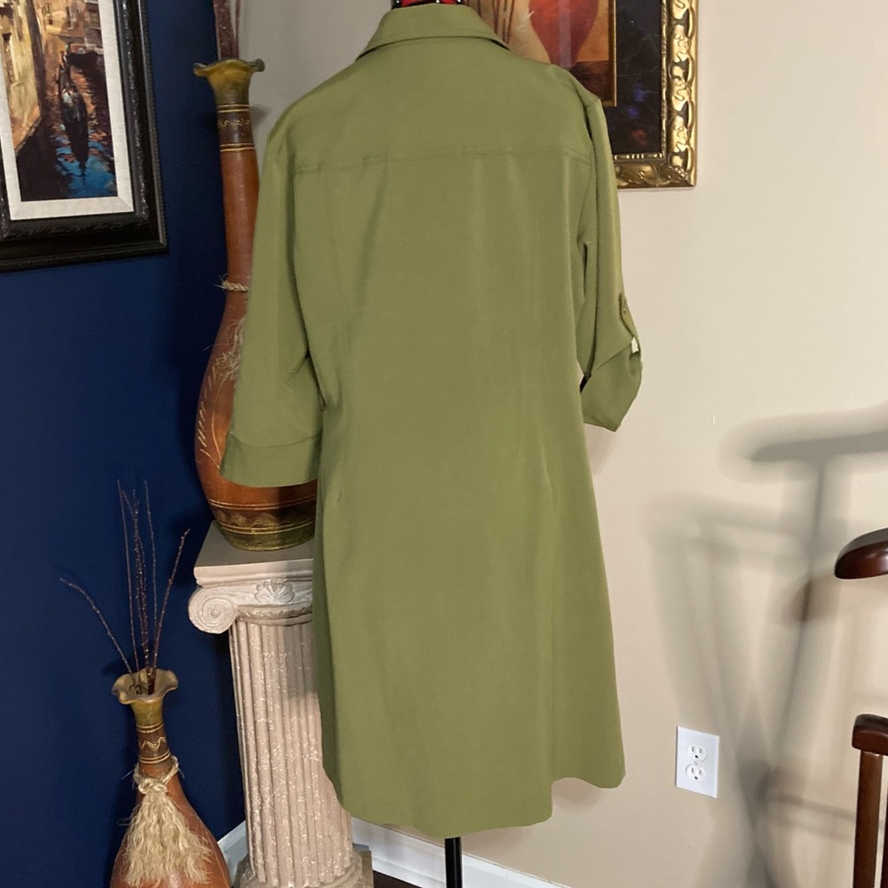 Sharagano Olive Green SHIRTDRESS - Picture 5 of 8
